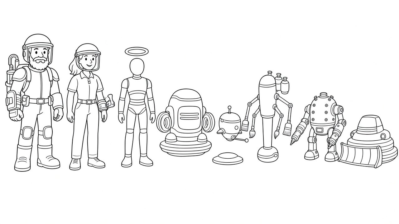 The six robots of Rob's crew